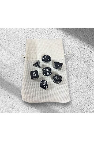 Le Majeur DND Frp Zar Seti 7li Set Dnd Zarı Dungeons And Dragons Masaüstü Oyun Zarı Siyah KESE HEDİYE