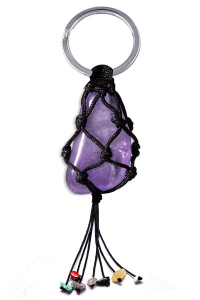 Tesbih Atölyesi 7 Chakra Amethyst Stone - Certified and Keychain
