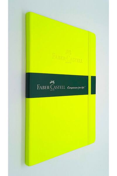 Faber Castell A5 Faux Leather Elasticated Neon Yellow Unlined Agenda