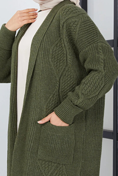 EZFER KADIN UZUN KOLLU  DESENLİ UZUN HIRKA