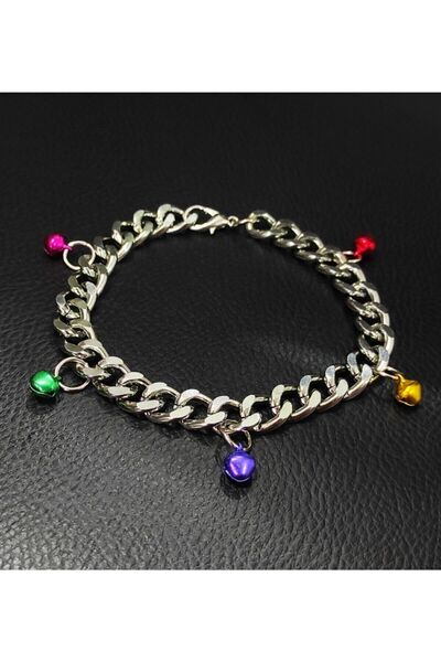 NİMBO Ayarlanabilir Zincir Kararmaz Alüminyum Renkli Zilli 28 Cm Lüx Kedi Ve Küçük Irk Köpek Kolye Tasması