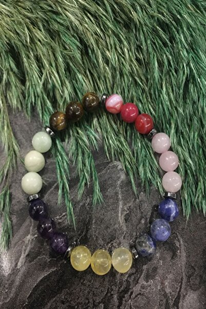 badeaccessories Sertifikalı Çakra Doğaltaş Bileklik- Sitrin,ametist,pembe Kuv...