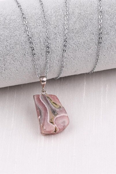 Doğaltaş Rodokrozit Doğal Taş 925 Ayar Gümüş Kolye