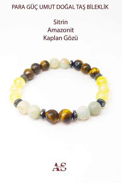 Armis 8 mm Mixed Natural Stone Money Power and Hope Bracelet