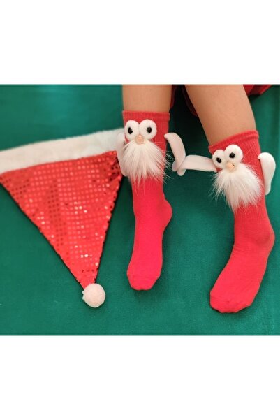 Tasarım Santa Claus Christmas New Year Gift Magnetic Hand Holding Dating Socks