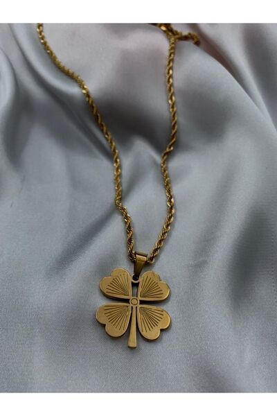 NGB TEKSTİL AKSESUAR Yonca Model Kadın Kolye Çelik