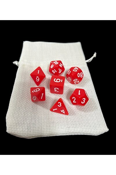 Le Majeur DND Frp Zar Seti 7li Set Dnd Zarı Dungeons And Dragons Masaüstü Oyun Zarı Kırmızı KESE HEDİYE