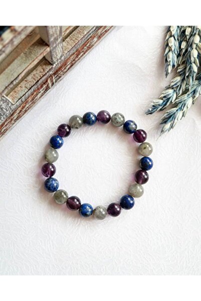 Melek Bozkurt Natural Stone Karma Unisex Bracelet Lapis Lazuli Labradorite Am...