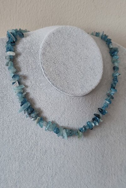 badeaccessories Sertifikalı Akuamarin Kırıktaş Doğaltaş Kolye