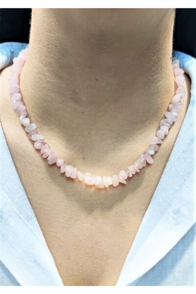 Armis Pembe Kuvars Doğal Kırıtaş Kolye Bileklik [set]