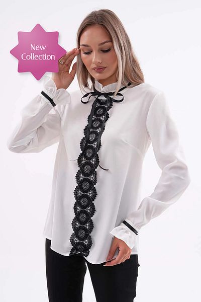Loom Boutique Plus Size Lace Detailed Crepe Blouse - B0051