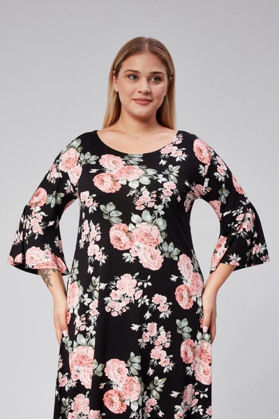 Alesia Çiçek Desenli Volan Kol Elbise