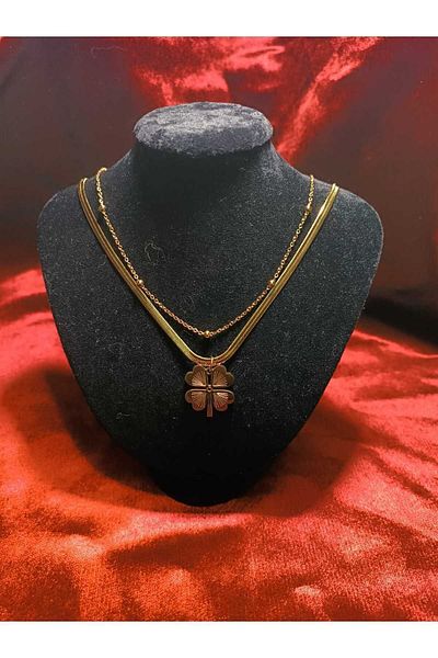 stainless steell Italian Chain Steel Necklace with Clover