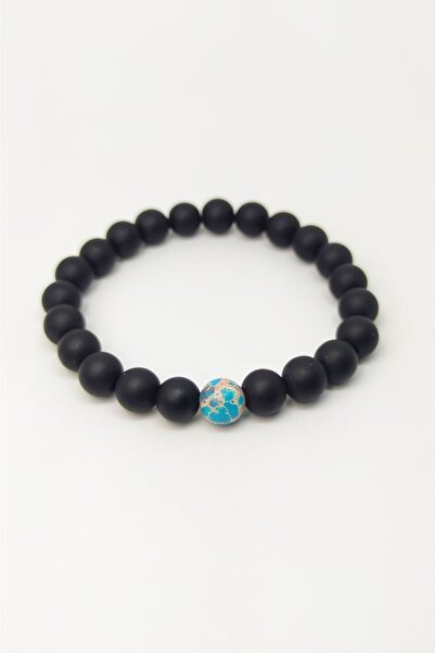 Armis Black Matte Onyx - Unisex Variscite Single Stone Natural Bracelet