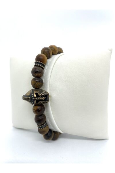 AgateStones Original Tiger Eye Stone Macrame Bracelet