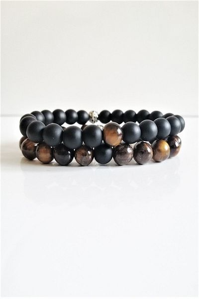 Atlantis Onyx Natural Stone Tiger Eye and Bracelet
