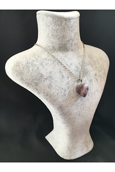 Ametist Kalp Doğal Taş Kolye