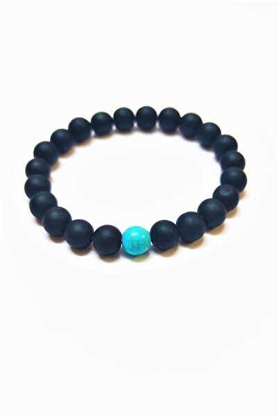 Armis Unisex Black Turquoise Stone Bracelet - Single Stone Natural Stone