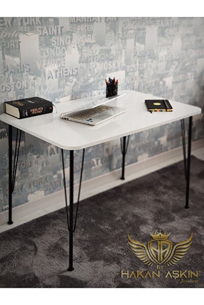 BY HAKAN AŞKIN Metal Siyah Ayaklı 70x110 Cm White Eclipse Çalışma Masası 2024