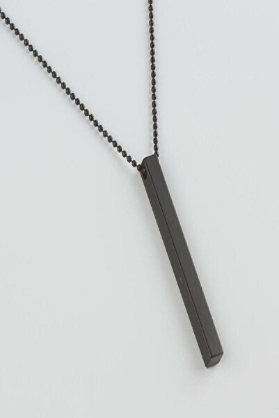 Genel Markalar Erkek Top Zincirli Siyah Çubuk Dikdörtgen Bar Spor Kolye
