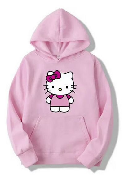 LA GULER Φούτερ με στάμπα Hello Kitty με κουκούλα Unisex με 3 νήματα βαμβακερά σαρσόν