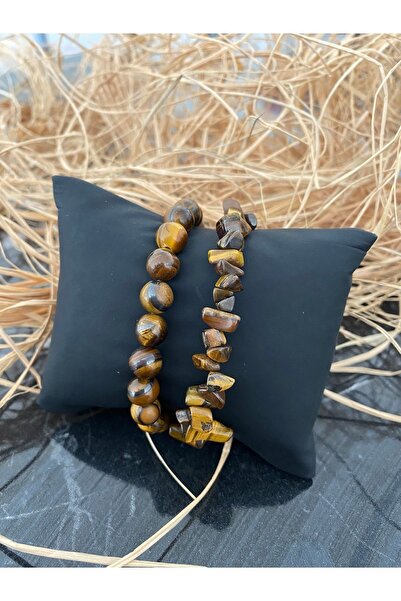 Melek Bozkurt Doğal Taş Kaplan Gözü Kırık Taş Sevgili Çift Kombini