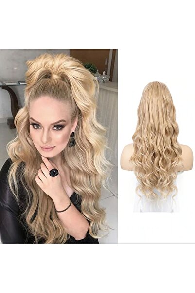 AKOLİFE Küllü Sarı Lüleli Tokalı At Kuyruğu - Gerçek Saç Dokusu