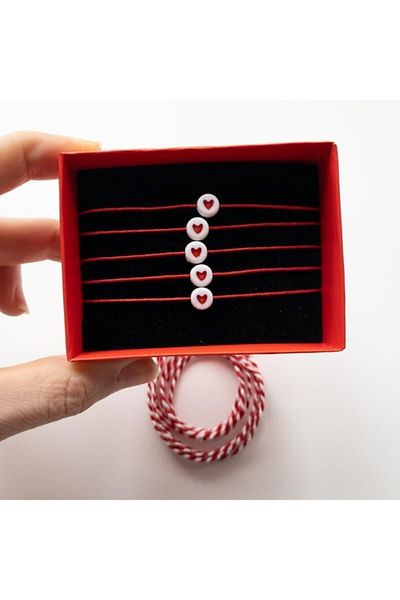 JEWELRY Red Heart & marteniçka Rope Bracelet - Set of 5