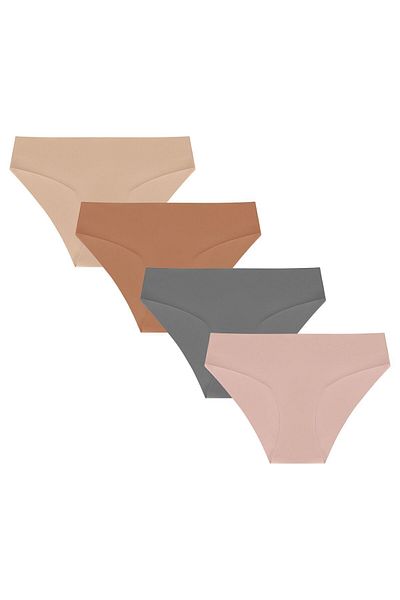 Soho Mood Pack of 4 Basic Non-Marking Laser Cut Flexible Women's Panties