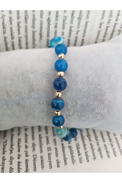 Berce Butik سوار من الحجر الطبيعي العقيق الأزرق