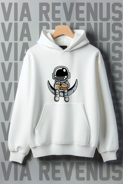 Vordevia Astronaut Štampano Kangaroo Pocket Oversize kroj Sa kapuljačom Dukse...