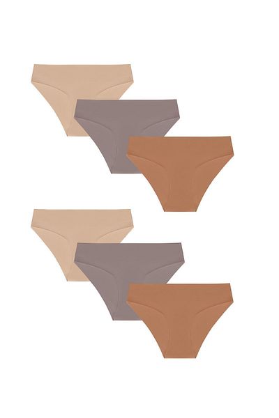 Soho Mood Pack of 6 Basic Non-Marking Laser Cut Flexible Women's Panties