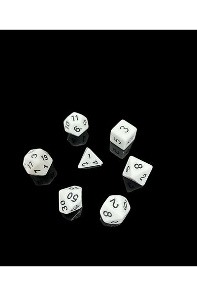 Le Majeur 7-Piece DND Frp Dice Set - White Pouch Gift, Dungeons and Dragons Desktop Gaming Dice