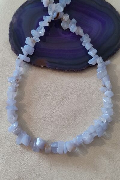 badeaccessories Sertifikalı Kalsedon Kırıktaş Doğaltaş Kolye
