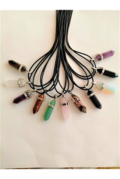 Gena stone حجر النجمة السوداء - قلادة باندول من الحجر الطبيعي - قلادة من الحج...