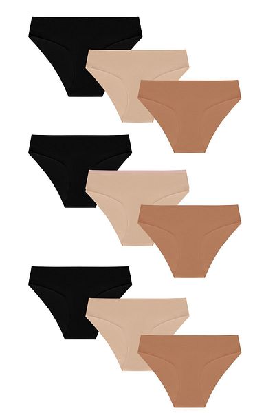 Soho Mood Pack of 9 Basic Non-Marking Laser Cut Flexible Women's Panties