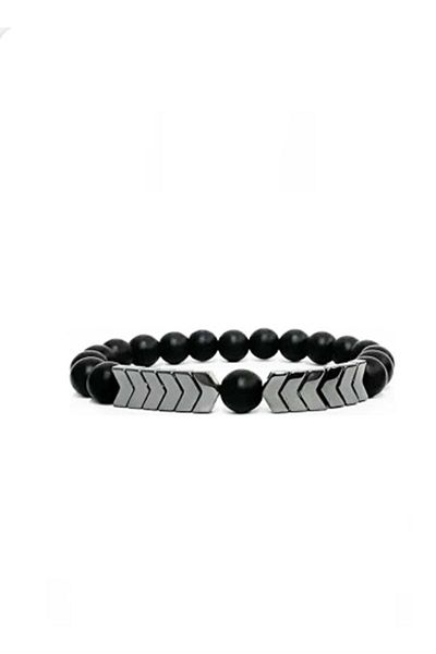 Mıçı takı silver Sergeant Hematite, Onyx Natural Stone Bracelet