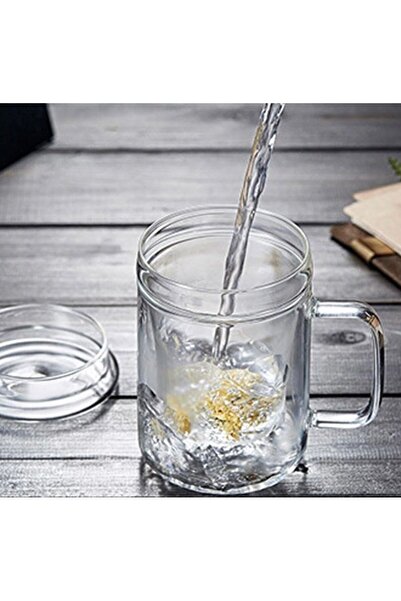 kendinyaphobi Kapaklı Kupa Kulplu Demlik Tarz Çift Kat Bitki Çay Bardağı   35...