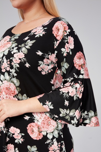 Alesia Çiçek Desenli Volan Kol Elbise