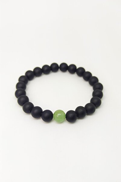 Armis Black Matte Onyx Aventurine - Unisex Natural Bracelet with Solitaire