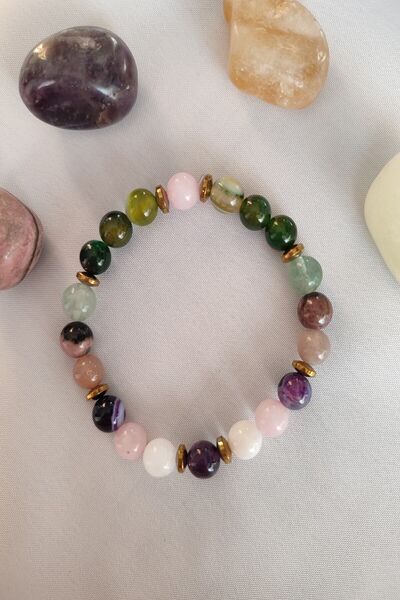 badeaccessories Sertifikalı Mor Akik,,ay Taşı,ametist,güneş Taşı,rodonit,flor...