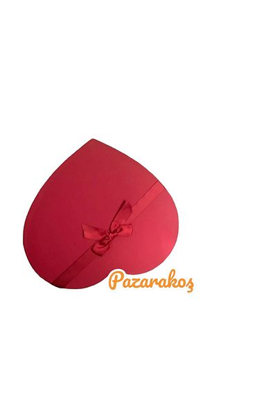PAZARAKOŞ Gift Box Red Big Bow with Heart Xxl Size 33*33* Height 10.5 Cm