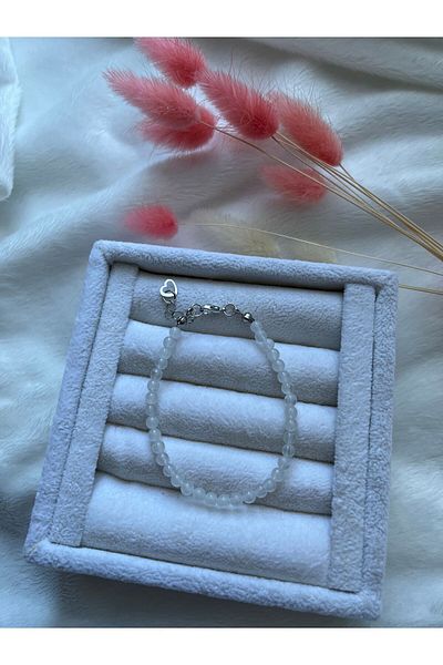 PelvedDesign Minimal Patterned Natural Moon Stone Bracelet Handmade