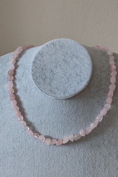 badeaccessories Sertifikalı Pembe Kuvars Amorf Doğaltaş Kolye