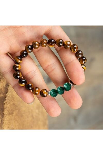 Moonstar Jewelry عين النمر - سوار من الحجر الطبيعي من Malahit