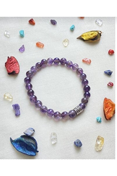 Berce Butik Amethyst Natural Stone Sphere Cut Bracelet