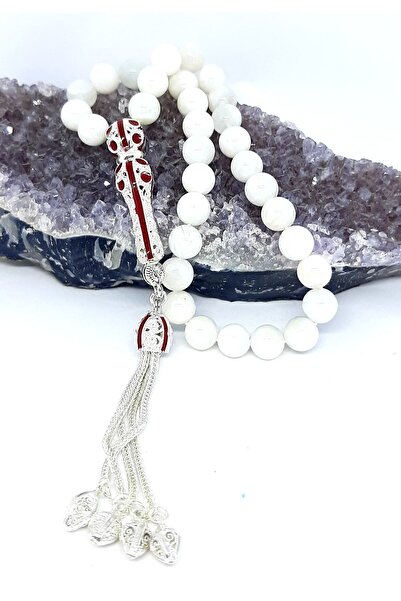 Doğaltaş Antalya Aytaşı Tesbih Orjinal Doğal Taş Ay Taşı Tesbih 33 Lük 8mm