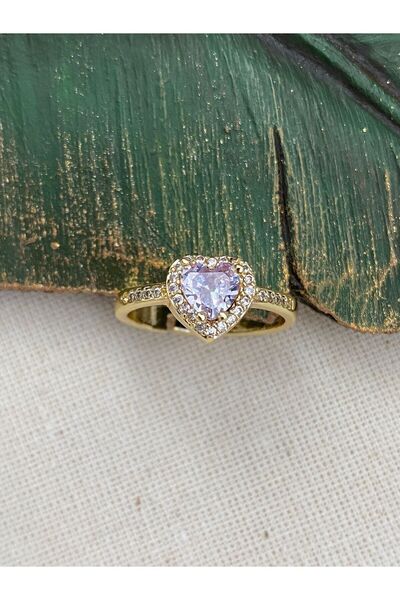 Shimmer خاتم قلب مرصع بأحجار لامعة قابل للتعديل / خاتم نسائي