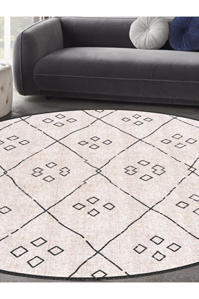 blcmoda Modern Design Woven Base - Washable Non-Slip Runner Rug, Round Carpet Rug-309