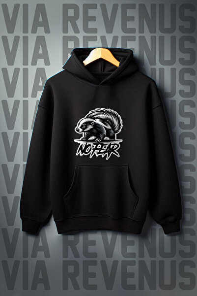 Vordevia No Fear Printed Honey Badger - Buzunar cangur, Hanorac supradimensio...